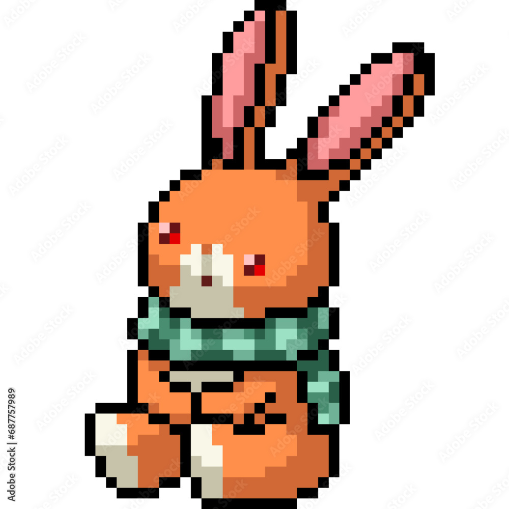 pixel art rabbit doll sit pixel art rabbit doll sit