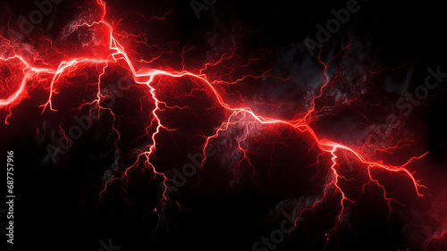 red thunder in the dark cloud. photo
