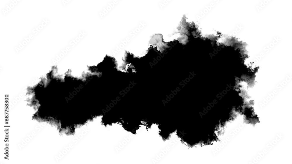 4K ink splatter transition in black and white seamless loop. Turbulent painting blot spreading. ink effect, transparent, transition, chamber, isolated, flow expand. watercolor ink drops transition