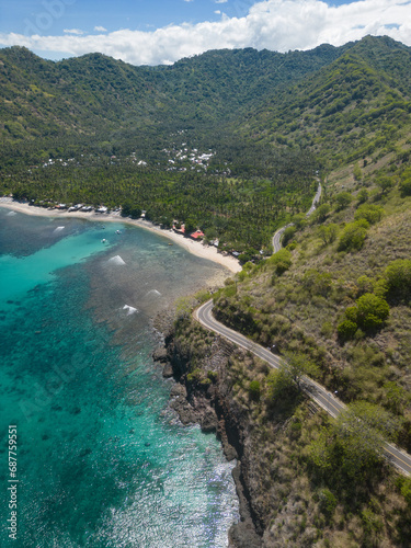 Aerial view of Senggigi beach Lombok