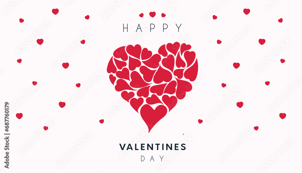 Happy Valentines Day festive Design banner, greeting card or poster. Vector illustration of Love.