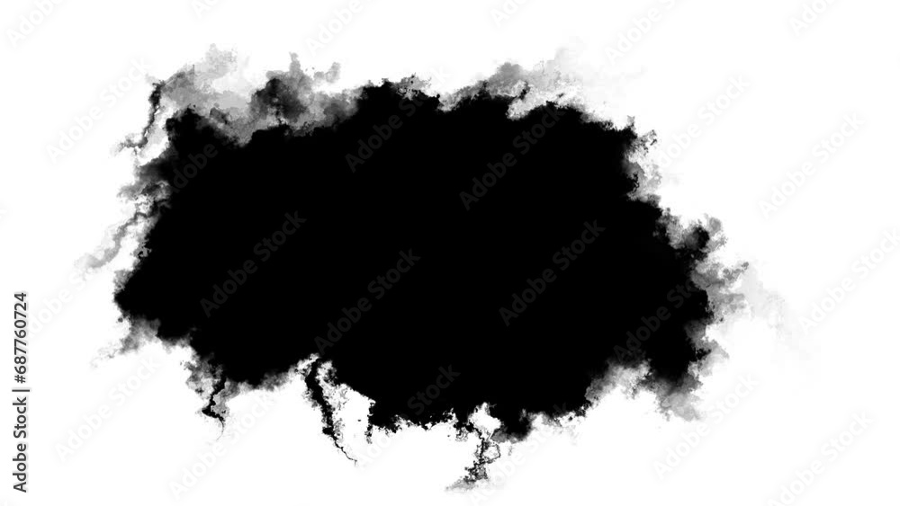 4K Ink in water black watercolor ink drops transition background, ink effect, transparent, transition, chamber, isolated, circle flow expand, ink splatter, brush stroke, fluid art, overlay, alpha