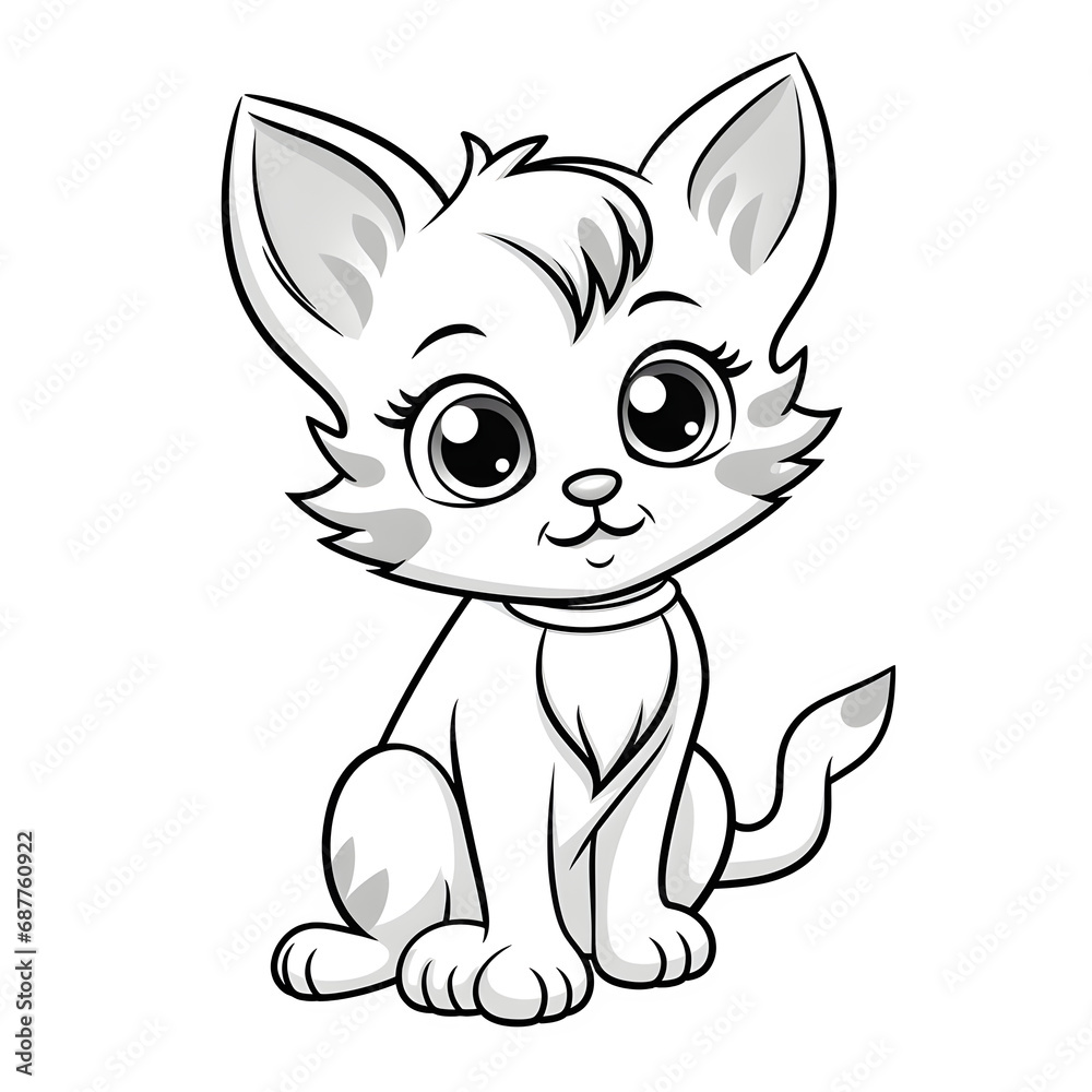Cute cat or kitten Vectorized clean drawing illustration isolated on transparent background Generative AI Cute cat or kitten Vectorized clean drawing illustration isolated on transparent background Generative AI