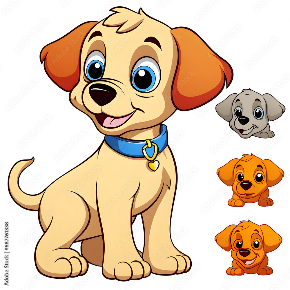 Cute dog or puppy Vectorized clean drawing illustration transparent background Generative AI