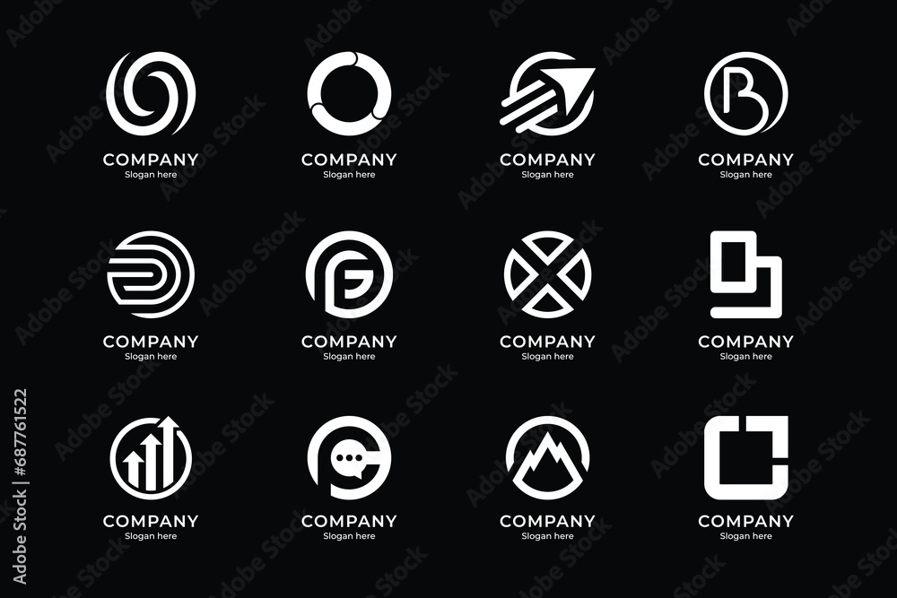 Set of abstract letter O logo design. icons for business of luxury elegant, simple with white color