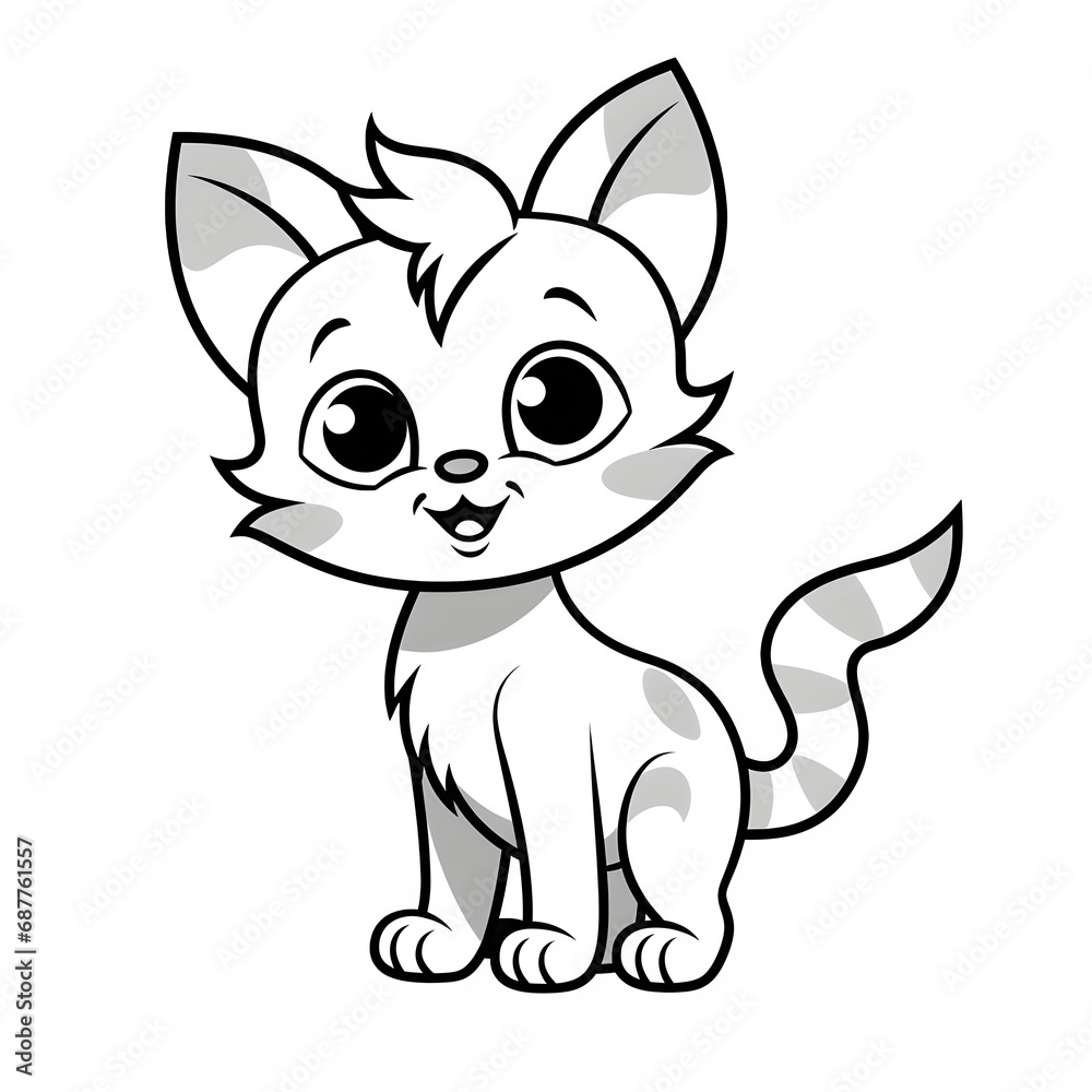 Cute cat or kitten Vectorized clean drawing illustration  isolated on transparent background Generative AI