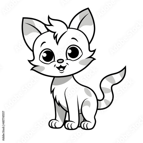 Cute cat or kitten Vectorized clean drawing illustration  isolated on transparent background Generative AI © Adnan