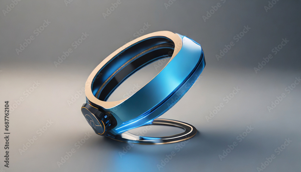 Futuristic tech gadgets on a pristine backdrop, showcasing innovation and sleek design in a minimalist setting
