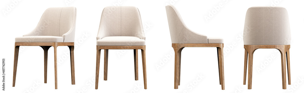 Furniture chairs fabric seat on transparent backgrounds 3d rendering png - obrazy, fototapety, plakaty 