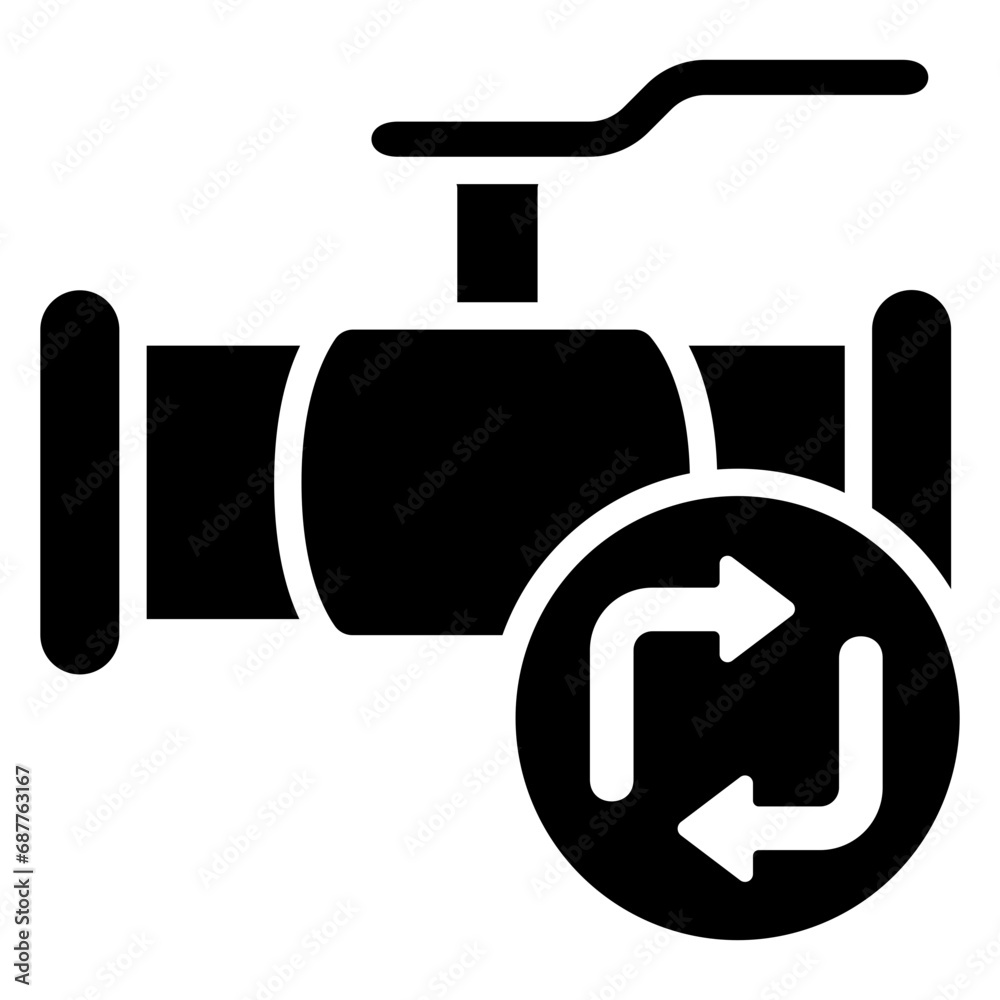 Fototapeta premium Valve Replacement. glyph icon, related to plumbing service, water, oil and gas.