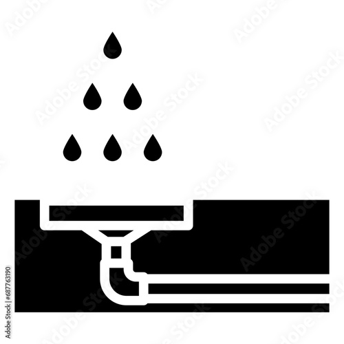 Shower Drain glyph icon, related to plumbing service, water, oil and gas.