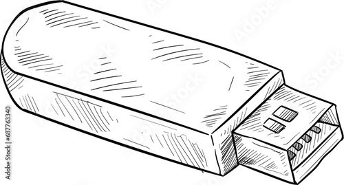 usb disk handdrawn illustration