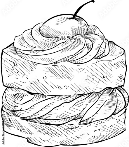 tiramisu cake handdrawn illustration