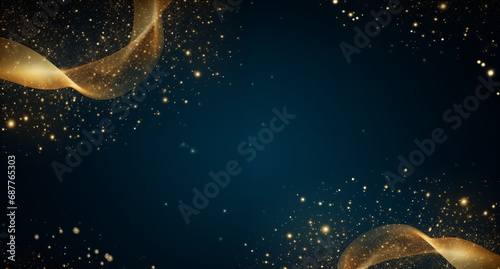 Abstract Shiny Gold Wave Design Element For New Year . Made with Generative AI Technology photo