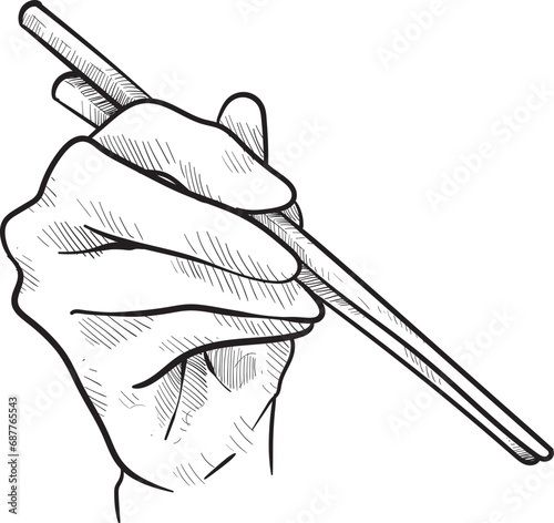 chopsticks hand gesture handdrawn illustration