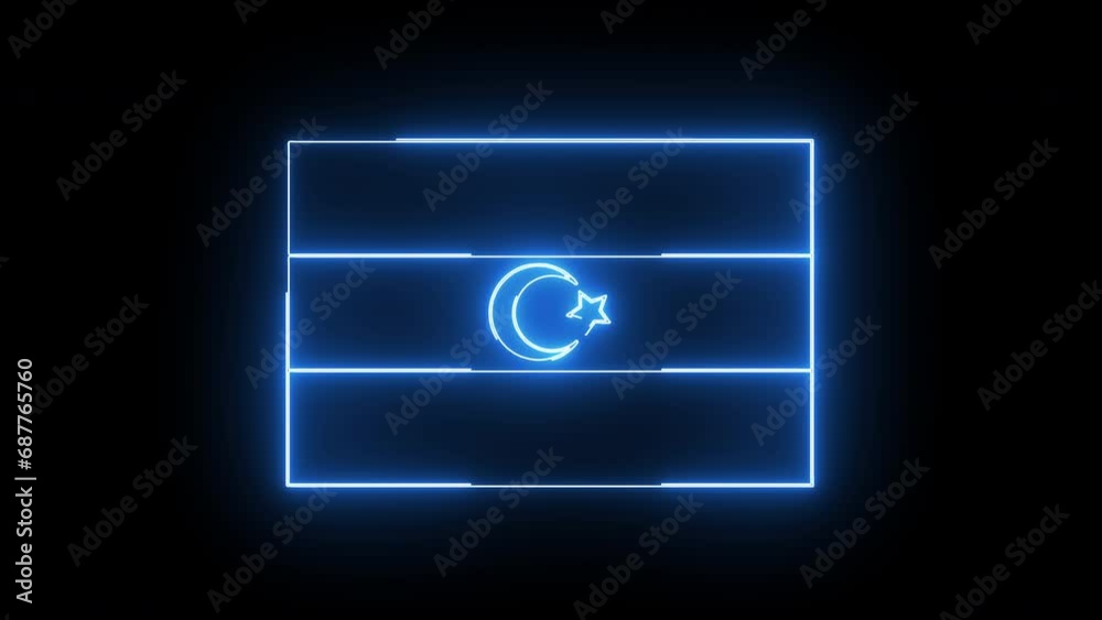 Animated Libya country flag with a glowing neon saber effect