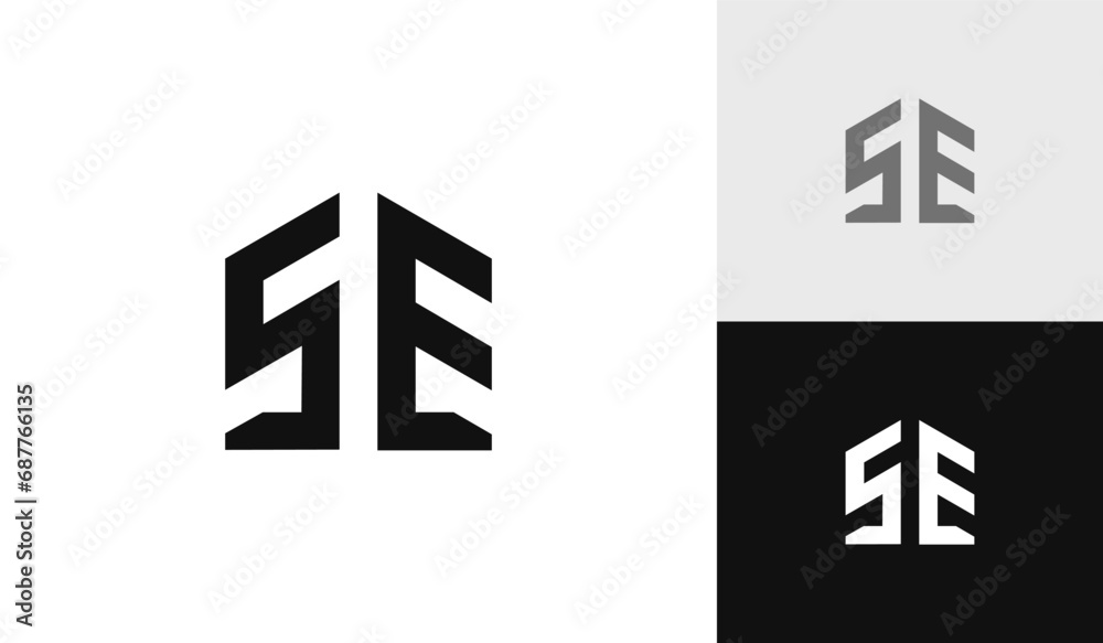 Letter SE initial with house shape logo design Letter SE initial with house shape logo design