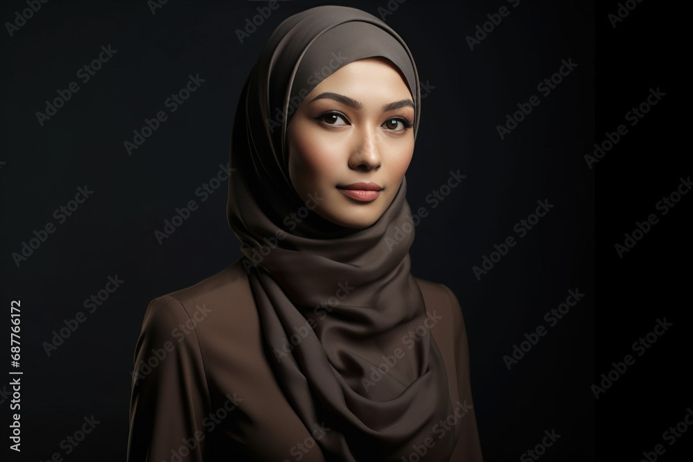AI-Generated Portrait of a Woman in Hijab with simple background AI-Generated Portrait of a Woman in Hijab with simple background