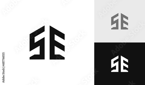 Letter SE initial with house shape logo design