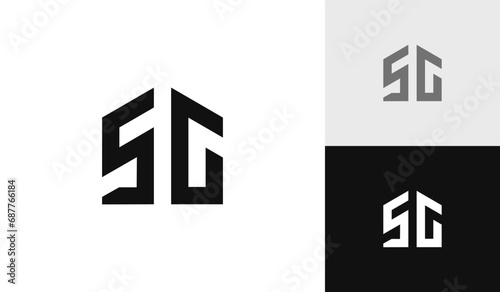 Letter SG initial with house shape logo design
