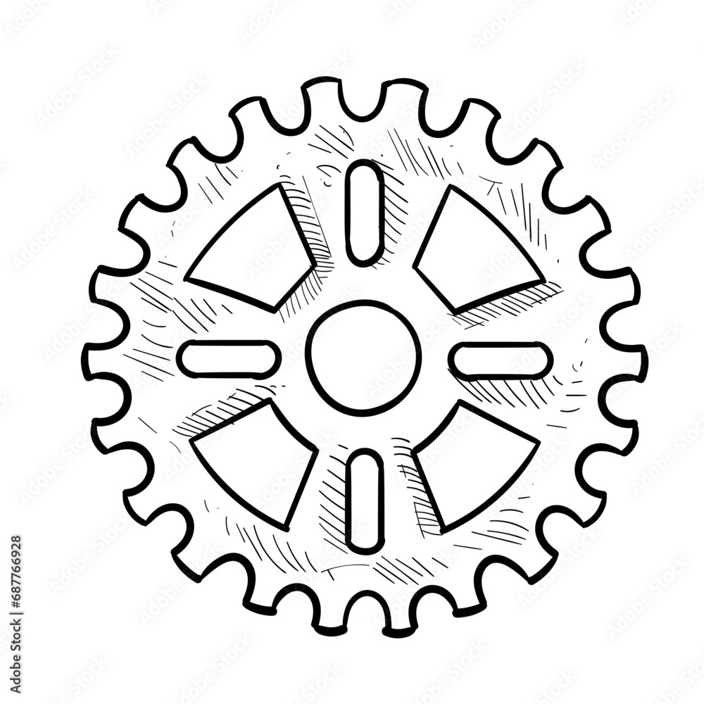 machine gears handdrawn illustration