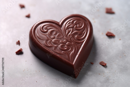 Melting Chocolate Heart for Valentines Day with light colored background using generative AI
