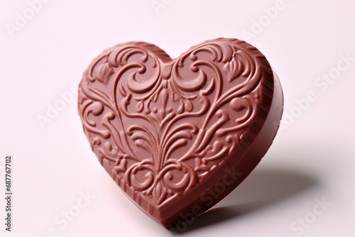Melting Chocolate Heart for Valentines Day with light colored background using generative AI