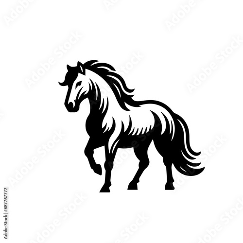 Fototapeta Naklejka Na Ścianę i Meble -  Horse Logo Monochrome Design Style