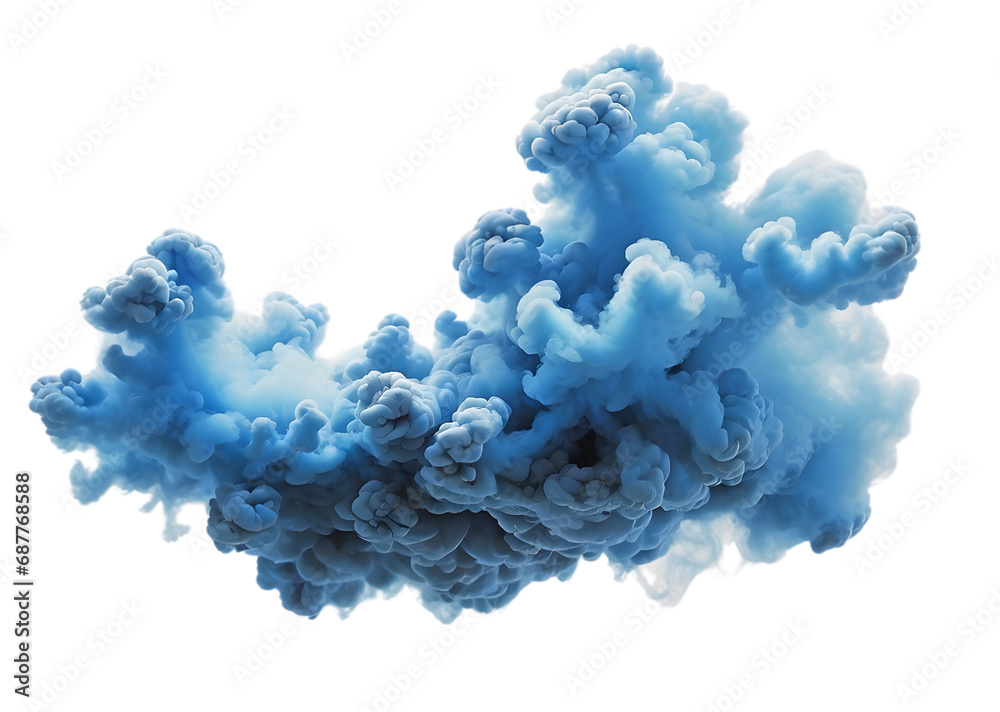 Abstract Blue Smoke Cloud Explosion Transparent PNG Generative AI