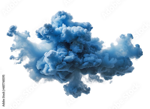 Abstract Blue Smoke Cloud Explosion Transparent PNG Generative AI photo