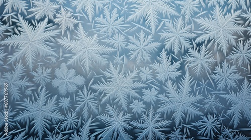 The intricate patterns formed by frost on a windowpane during a chilly winter morning.