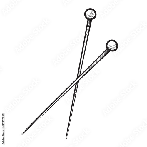straight pin handdrawn illustration