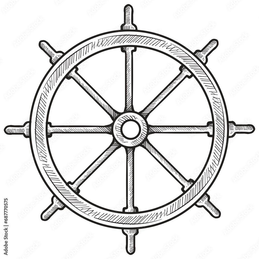 shipwheel handdrawn illustration