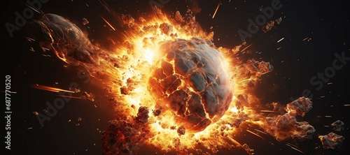 fireball rock explosion, blast, smoke 6
