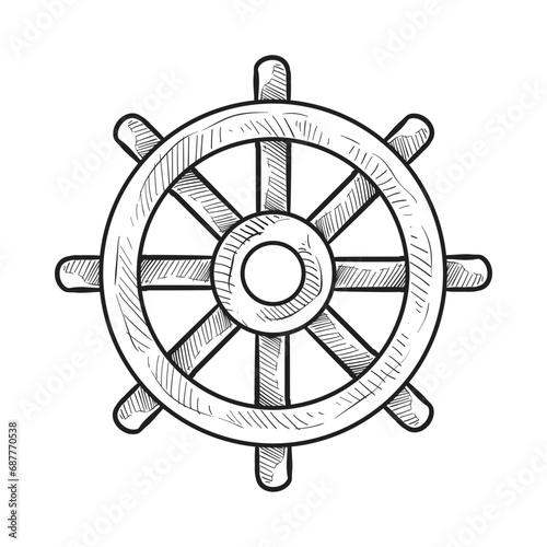 shipwheel handdrawn illustration