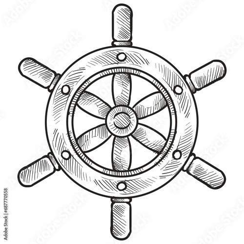 shipwheel handdrawn illustration