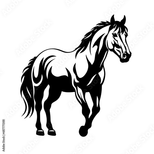 White Horse Logo Monochrome Design Style