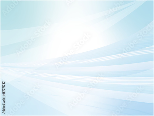 ライトカラーのウェーブ柄が広がる抽象空間背景_ライトブルー