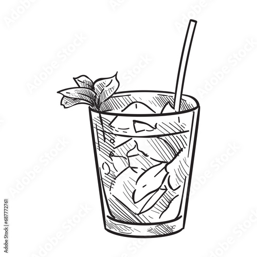 summer cocktail drink handdrawn illustration