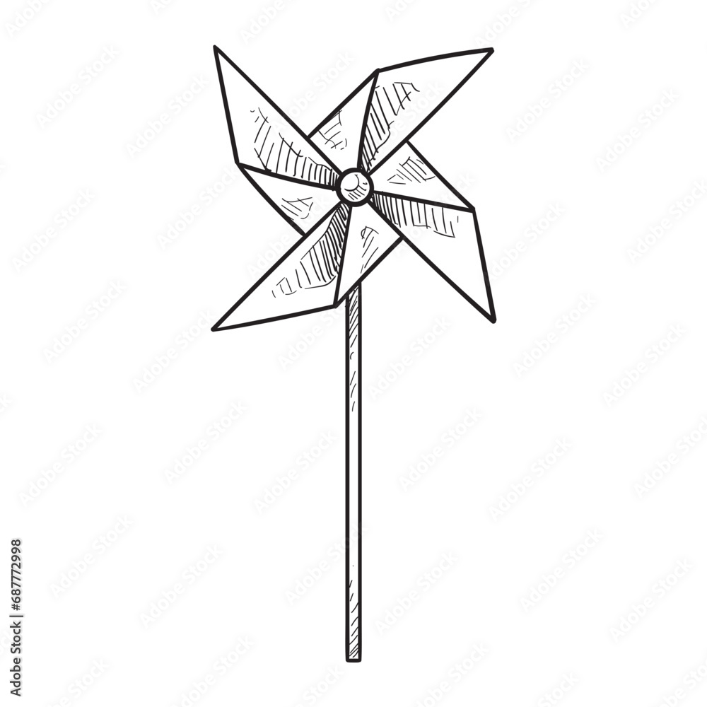 windmill origami handdrawn illustration windmill origami handdrawn illustration