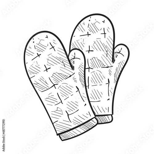 oven mitt handdrawn illustration