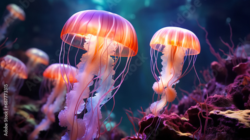 orange jellyfish in the aquarium © Merryl