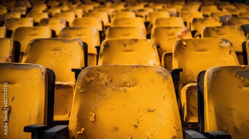 Old yellow seat in stadium.