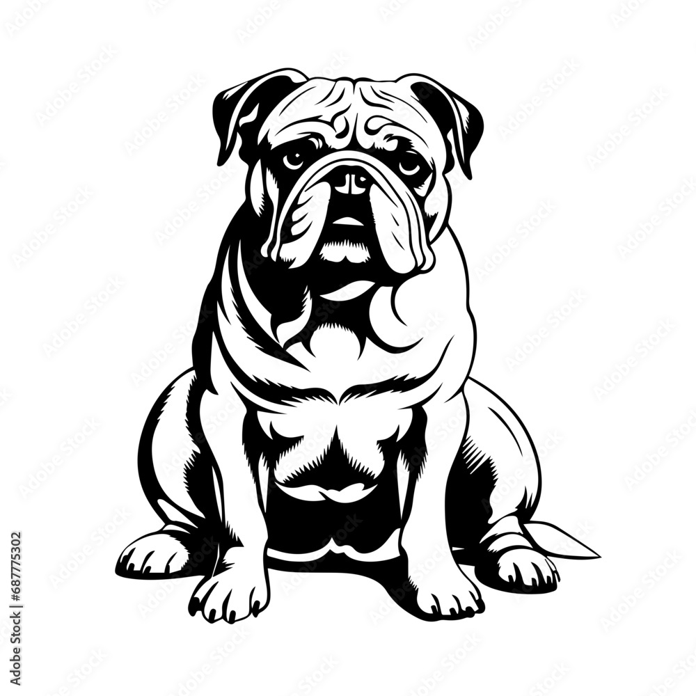 English Bulldog Logo Monochrome Design Style