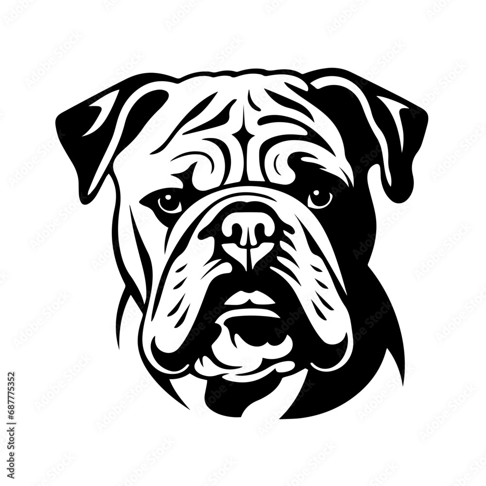 English Bulldog Logo Monochrome Design Style