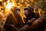 Delight in the adorable charm of a chimpanzee through a captivating selfie. Generative AI