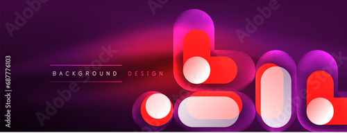 Neon circle abstract background. Template for wallpaper, banner, presentation, background