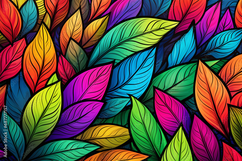 colorful leaf doodle