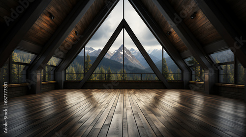 Mountain cabin - A-frame - bedroom - sleep - a frame house - vacation home - getaway - vacation - escape - travel - trip - winter - Christmas - holiday - country - rustic - stylish - high-end
