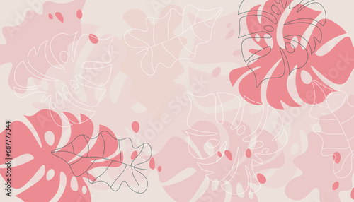 Modern exotic jungle plants illustration pattern. Creative collage contemporary floral seamless pattern. Fashionable template for design.